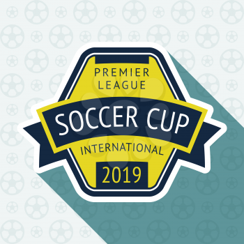 Soccer cup badge, vector illustration 10 EPS, on a blue background