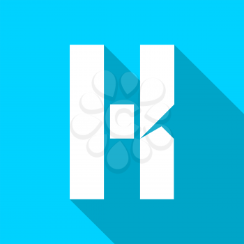 Alphabet paper cut white letter K, on color square