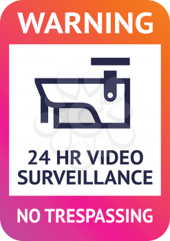 Video surveillance 24hr, cctv sticker. Vector illustration for print.