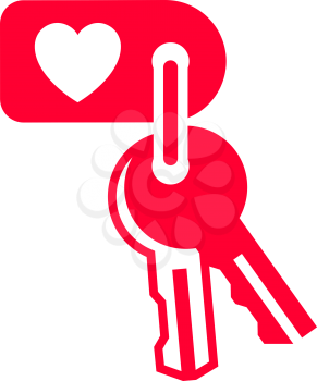 Love icon or Valentine's day sign designed for celebration. Red symbol isolated on white background, flat style.