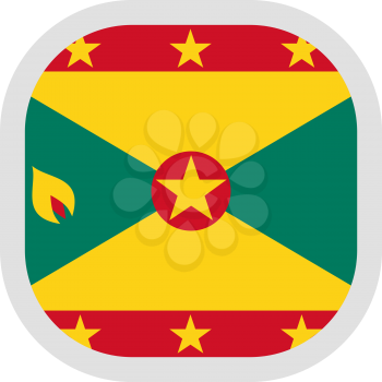 Flag of Grenada. Rounded square icon on white background, vector illustration.