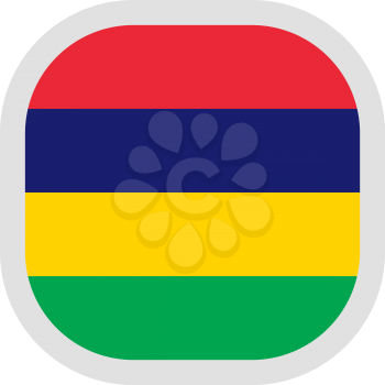Flag of Mauritius. Rounded square icon on white background, vector illustration.