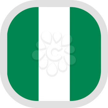 Flag of Nigeria. Rounded square icon on white background, vector illustration.
