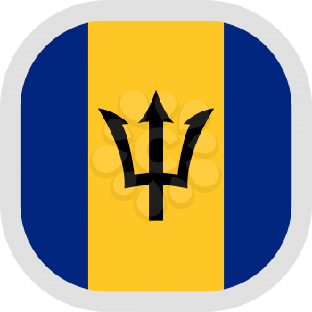 Flag of Barbados. Rounded square icon on white background, vector illustration.