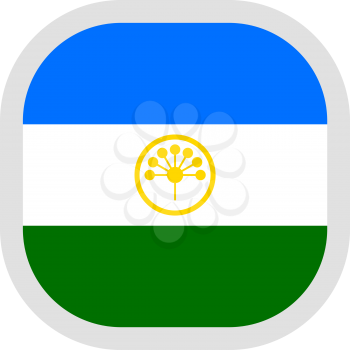 Flag of Republic of Bashkortostan. Rounded square icon on white background, vector illustration.