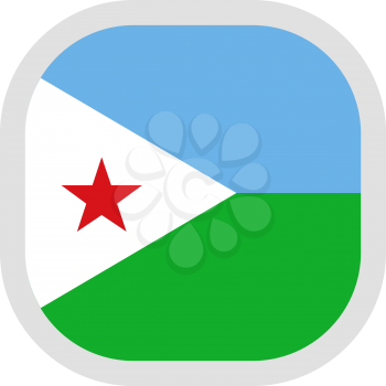 Flag of Djibouti. Rounded square icon on white background, vector illustration.