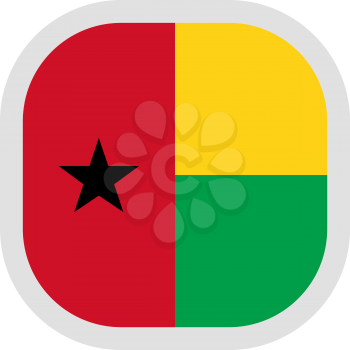 Flag of Republic of Guinea-Bissau. Rounded square icon on white background, vector illustration.