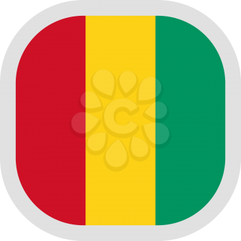 Flag of Guinea. Rounded square icon on white background, vector illustration.