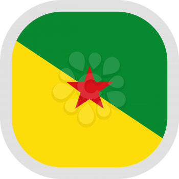 Flag of Guyane. Rounded square icon on white background, vector illustration.