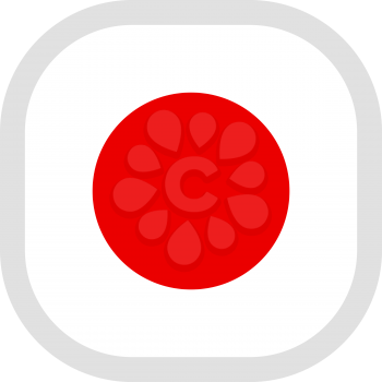 Flag of Japan. Rounded square icon on white background, vector illustration.