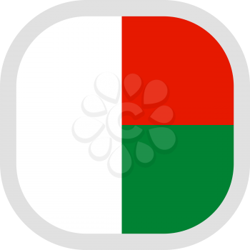 Flag of Republic of Madagascar. Rounded square icon on white background, vector illustration.