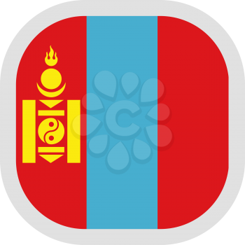 Flag of Mongolia. Rounded square icon on white background, vector illustration.