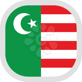 Old Flag of Mwali Sultanate. Rounded square icon on white background, vector illustration.