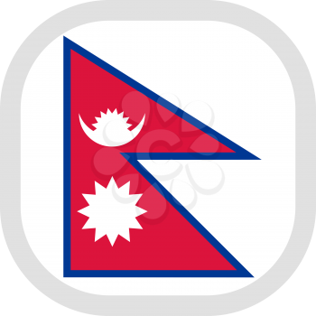 Flag of Nepal. Rounded square icon on white background, vector illustration.