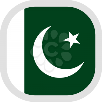 Flag of Islamic Republic of Pakistan. Rounded square icon on white background, vector illustration.