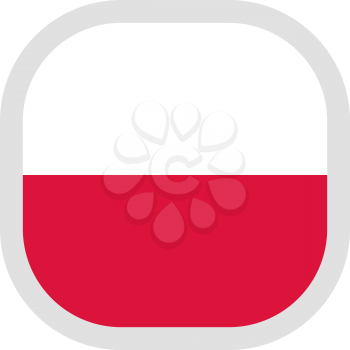 Flag of Poland. Rounded square icon on white background, vector illustration.