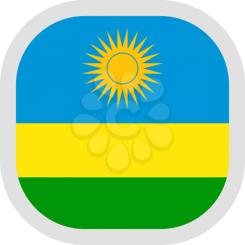 Flag of Rwanda. Rounded square icon on white background, vector illustration.