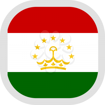 Flag of Tajikistan. Rounded square icon on white background, vector illustration.