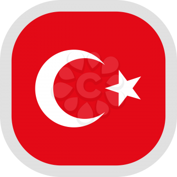 Flag of Turkey. Rounded square icon on white background, vector illustration.