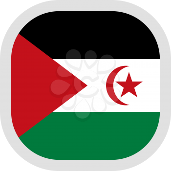 Flag of Western Sahara. Rounded square icon on white background, vector illustration.