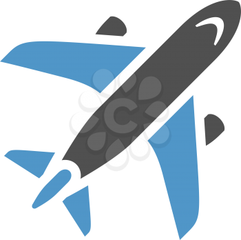 Plane - gray blue icon isolated on white background