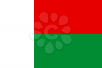 Flag of Madagascar. Rectangular shape icon on white background, vector illustration.