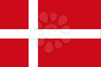 Flag of Denmark. Rectangular shape icon on white background, vector illustration.