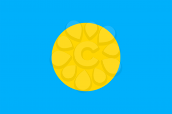 Flag of Palau. Rectangular shape icon on white background, vector illustration.