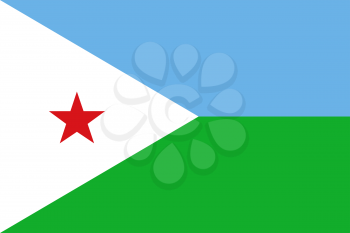 Flag of Djibouti. Rectangular shape icon on white background, vector illustration.