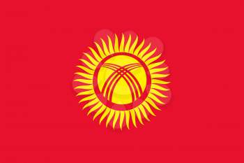 Flag of Kyrgyzstan. Rectangular shape icon on white background, vector illustration.