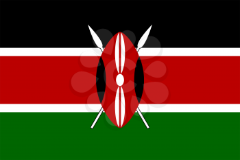 Flag of Kenya. Rectangular shape icon on white background, vector illustration.