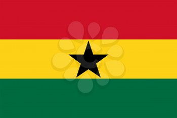 Flag of Ghana. Rectangular shape icon on white background, vector illustration.