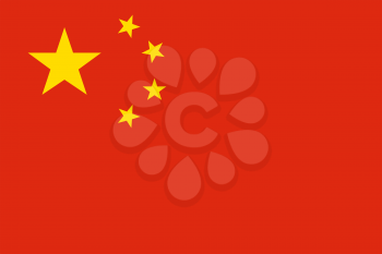 Flag of China. Rectangular shape icon on white background, vector illustration.