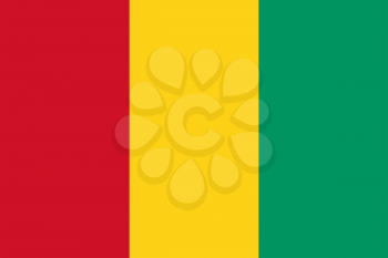 Flag of Guinea. Rectangular shape icon on white background, vector illustration.
