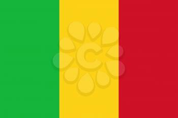 Flag of Mali. Rectangular shape icon on white background, vector illustration.