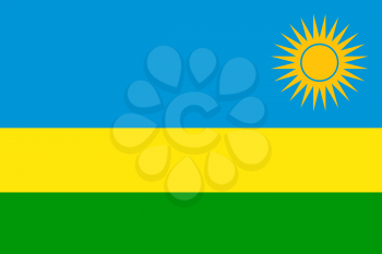 Flag of Rwanda. Rectangular shape icon on white background, vector illustration.