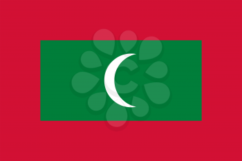 Flag of Maldives. Rectangular shape icon on white background, vector illustration.
