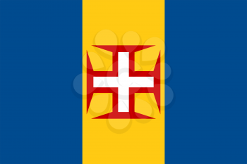 Flag of Madeira. Rectangular shape icon on white background, vector illustration.
