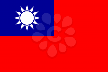 Flag of Taiwan. Rectangular shape icon on white background, vector illustration.