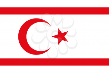 Flag of Northern Cyprus. Rectangular shape icon on white background, vector illustration.