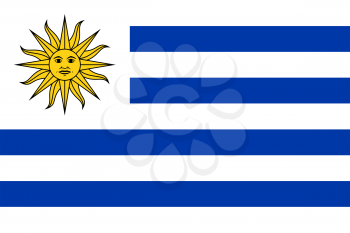 Flag of Uruguay. Rectangular shape icon on white background, vector illustration.