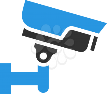 Video surveillance camera, gray blue vector illustration