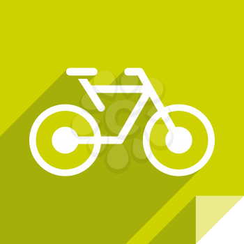 Bicycle, transport flat icon, sticker square shape, modern color