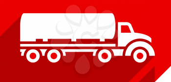 Tanker truck, transport flat icon, sticker square shape, modern color