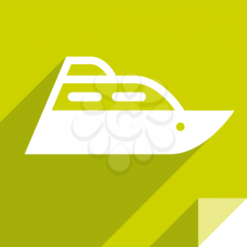 Motorboat, transport flat icon, sticker square shape, modern color