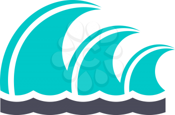 Waves, gray turquoise icon on a white background