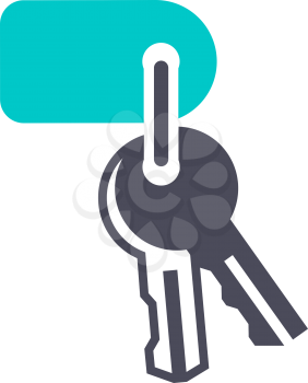 Room key, gray turquoise icon on a white background