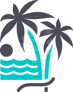 Palm tree, gray turquoise icon on a white background