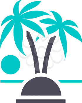 Palm tree icon, gray turquoise icon on a white background