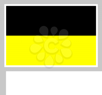 Aachen flag on flagpole, rectangular shape icon on white background, vector illustration.